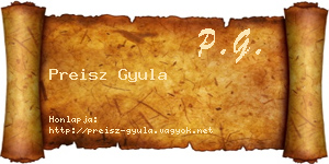 Preisz Gyula névjegykártya